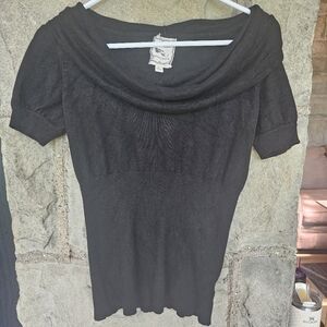 Pink Rose Elegant Black Cowl Neck Blouse